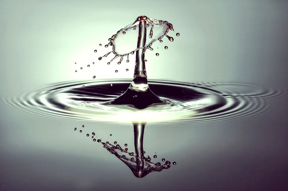 a drop of water falling into a body of water