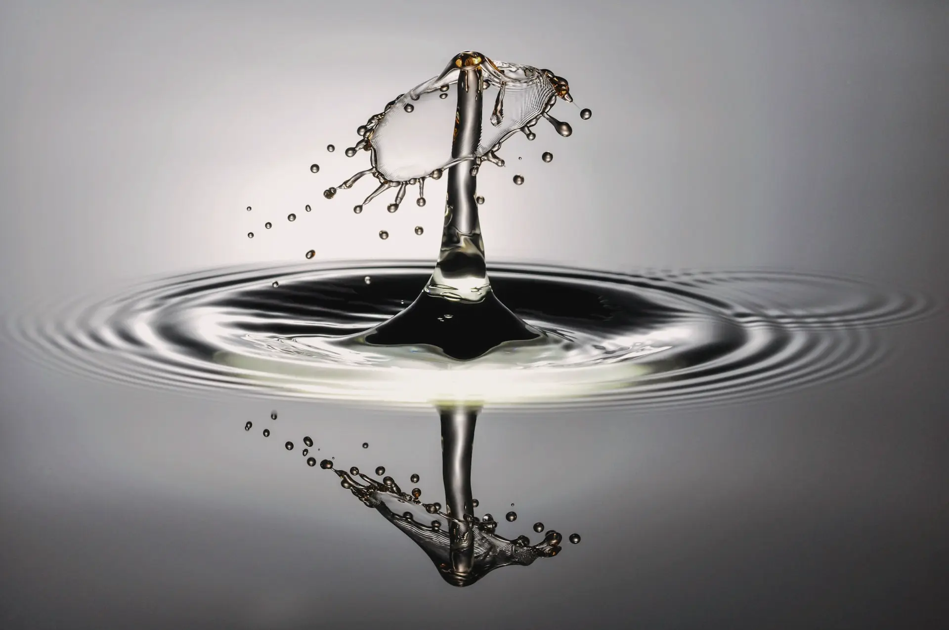 a drop of water falling into a body of water